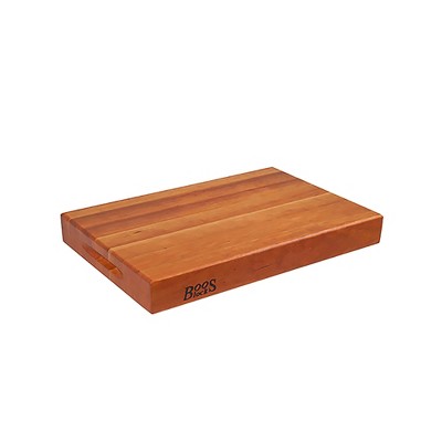 John Boos 18 Inch Wide 2.25 Inch Thick Reversible Butcher Cutting Board Block with Two Sided Hand Grips , 18 x 12 x 2.25 Inches, Cherry Wood