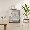 Wooden Double Cat Litter Box Enclosure Furniture, Two-Unit Hidden Litter Cabinet, Farmhouse Indoor Cat Cabinet with Scratching Mat, for Home - 3 of 4