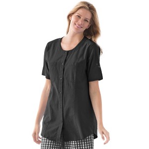 Woman Within Plus Size Short-Sleeve Crinkle Shirt - 1 of 4