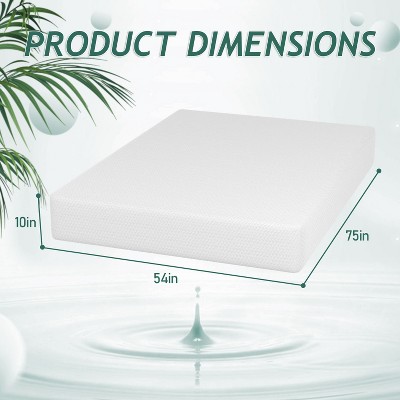 Full 10'' White Gel Memory Foam Mattress with Removable Cover