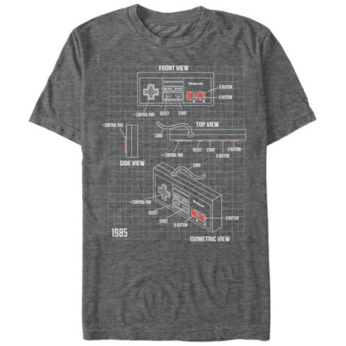 Men's Nintendo Schematic Nes Controller T-shirt : Target