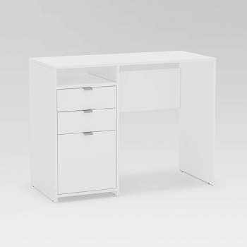 Cambridge 3 Drawer Writing Desk with Shelf White - Polifurniture