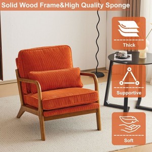 Karl Home Mid Century Solid Wood Accent Chair Upholstered Armchair with an Extra Pillow - 1 of 4