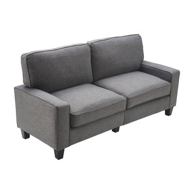 Gray Linen Reclining Sofa with Removable Cushions and Wood Frame