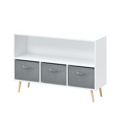 NicBex 3 Drawers Dresser for Bedroom,Fabric Dresser with Wooden Platform,Dressers for Kids Room,Living Room,Entry and Hallway,Gray