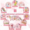 Angel Sar 11-in-1 Dinosaur Activity Wall Busy Board, Pink Wooden Sensory Toy Panels for Toddlers - 4 of 4