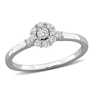 CREATED FOREVER | Sterling Silver 1/3 CT TW Lab-Grown Diamond Halo Engagement Ring - 1 of 4
