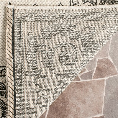 Sand and Black Rectangular Synthetic Indoor/Outdoor Area Rug