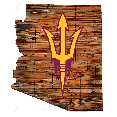 NCAA Arizona State Sun Devils 12" State Map Wood Sign