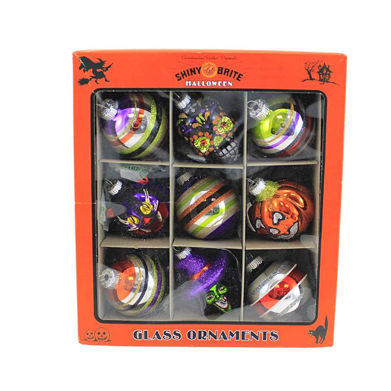 Shiny Brite 3.0 Inch Halloween Round & Figures Ornament Se Cats Witch Tree Ornament Sets, 2 of 4