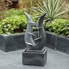 LuxenHome 37-Inch H Modern Abstract Metal Floral Cement Outdoor Fountain Gray - 2 of 4