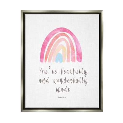 Stupell Industries Psalm 139:14 Rainbow Framed Floater Canvas Wall Art