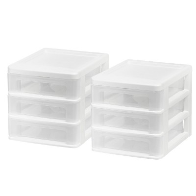 Compact White 3-Drawer Desktop Organizer, Stackable, Made in USA