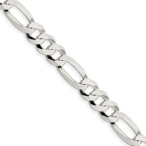 Black Bow Jewelry Men's 8.5mm Sterling Silver Flat Figaro Chain Necklace - 1 of 4