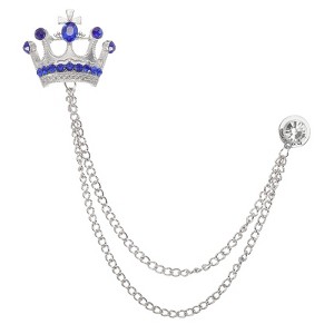 Unique Bargains Crown Hanging Chain Brooch Rhinestone Suit Pins - 1 of 4