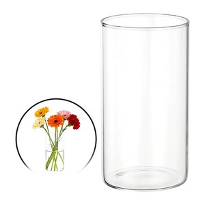 Unique Bargains Glass Bouquet Floating Candle Decorative Cylinder Vase Clear - 1 of 4