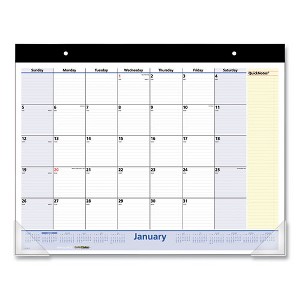 QuickNotes Desk Pad, 22 x 17, White/Blue/Yellow Sheets, Black Binding, Clear Corners, 13-Month: Jan 2025 to Jan 2026 - 1 of 4