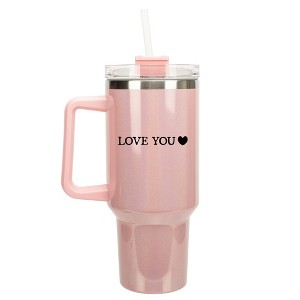 100 North Love You Heart Thinking of You Always Wrap-Around 40 Oz. Stainless Steel Water Bottle Coffee Mug, Spill & Leak Resistant, Travel Tumbler - 1 of 4