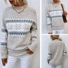 Coolmee Women's Casual Snowflake Print Knitted Pullover Sweaters Long Sleeve Crew Neck Jumper Tops - 2 of 2
