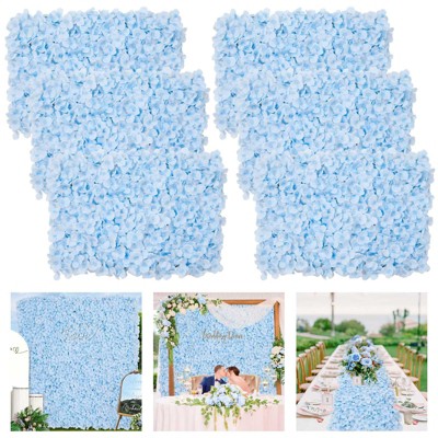 Wikineon Baby Blue Hydrangea Artificial Flower Panel - 6 Piece Flower Wall Backdrop Panels Set for Wedding Photography Event Backdrops 4ftx4ft