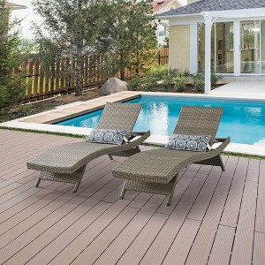 Probe Hues 2 PCS Wicker Patio Lounge Chair with 5-Ajustable Backrest and Pillow - 1 of 4