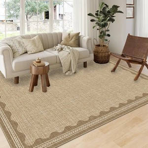 homfan Scalloped Washable Rug w/ Non-Slip Back - Modern Low-Pile Carpet for Living Room, Bedroom - 1 of 4