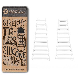 The Original Stretchlace No-Tie Silicone Elastic Shoelaces – White Tieless Shoe Laces (1 Set) - 1 of 4