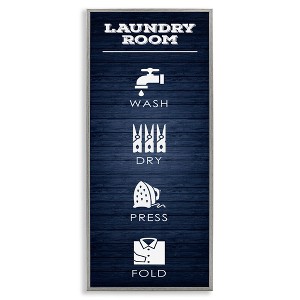 Stupell Industries Laundry Room Icons Rustic Blue, 10" x 24" - 1 of 4