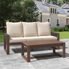 YARDSIGHT 2-Piece Patio Sofa Set with Coffee Table, Wood Frame and Wicker Outdoor Couch with Thick Cushions - 2 of 4