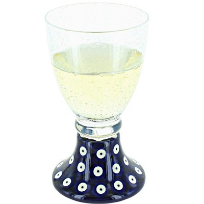 Blue Rose Polish Pottery 10oz. Large Decorative Wine Glass : Target