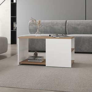 Kaibito Coffee Table with Open Storage, White+ Natural Oak - 1 of 1