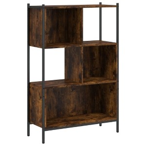 vidaXL Bookcase - Engineered Wood Cube Storage Shelf in Smoked Oak Finish - 1 of 4