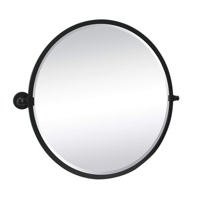 26'' Round Black Metal Framed Bathroom Vanity Mirror