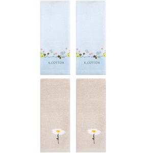 REGALWOVEN 4 Pcs Cotton Soft Absorbent Floral Pattern Hand Towel - 1 of 4
