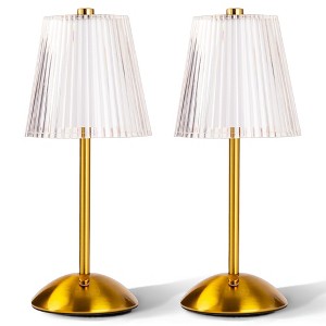 Bell + Howell Aurora Table Lamp 2 Pack Small Cordless Touch LED Rechargeable, Gold Base - 1 of 4