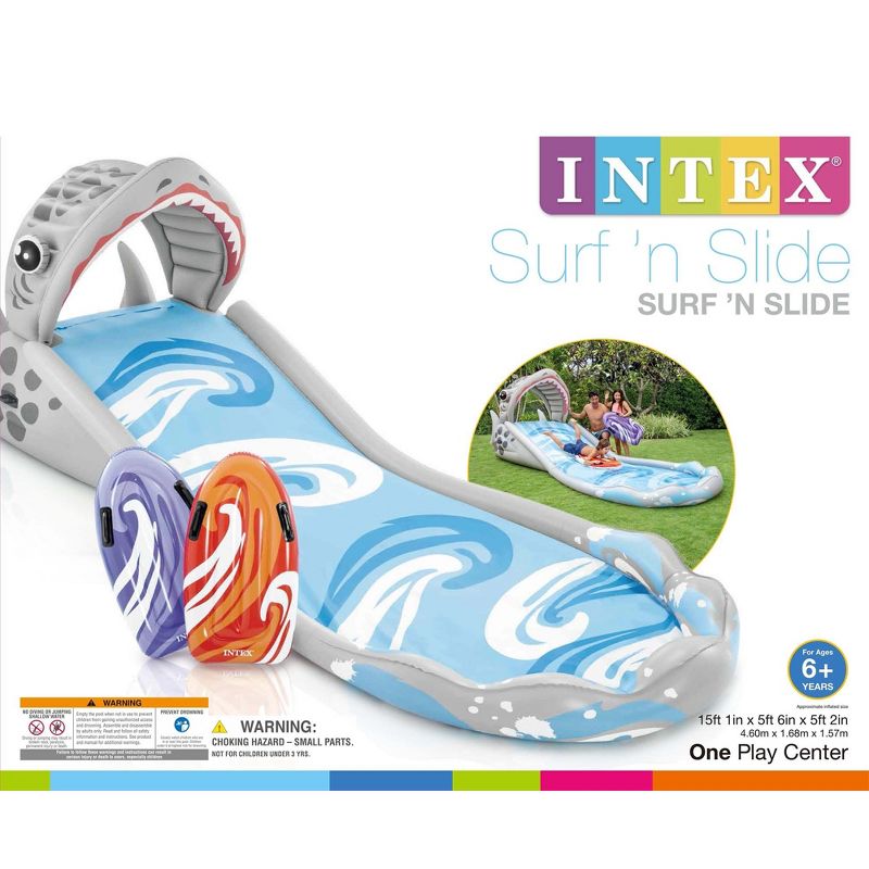 Intex Inflatable Surf 'N Slide Kids Home Outdoor Backyard Water Slide with 2 Surf Riders and Quick Fill 120 Volt Electric Air Pump, 5 of 7