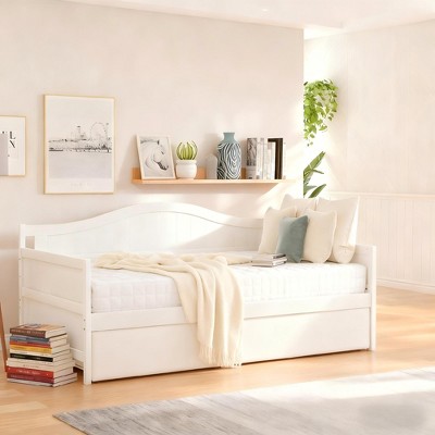 Empire DigiLabs Twin Size Daybed with Trundle & Sofa Design for Bedroom Living Room, White