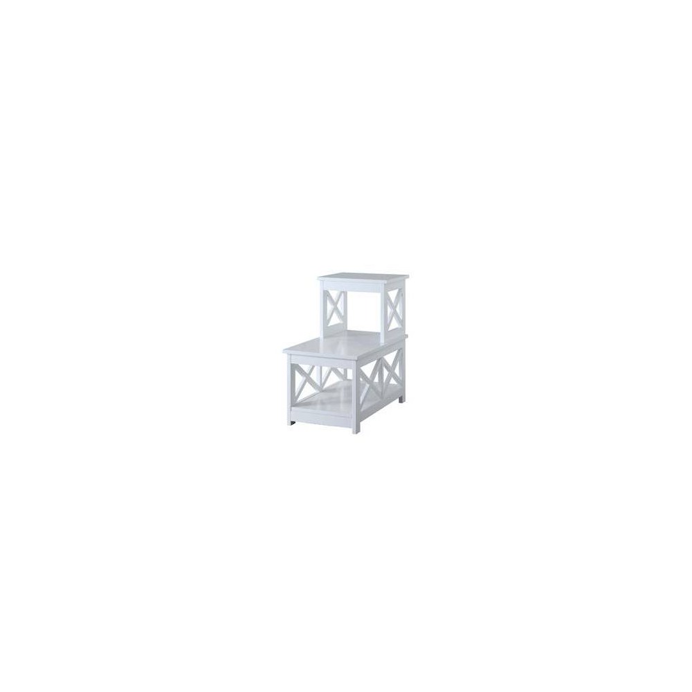 Photos - Coffee Table Oxford 2 Step Chairside End Table White - Breighton Home: Modern L-Shaped Design, 3-Tier Storage