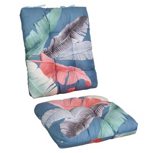 NewHome"2Pcs Rocking Chair Cushion Set with Non-Slip Ties, Polyester Fiber Filling for Comfort & Support"BeigeBlueCoffee&Grey - 1 of 4