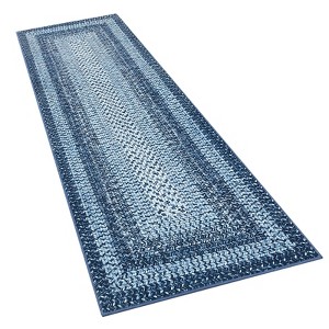 Washable Area Rug, Vintage Accent Rug, Braided Print Carpet, Low Pile Non-Shedding Kitchen Rugs with Non Slip Backing, Foldable Rug - 1 of 4