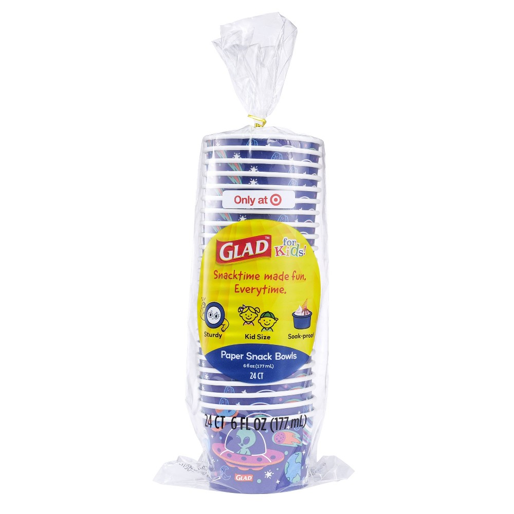 Glad for kids' Space Alien Disposable Paper Snack Bowls w/o Lid - 6oz/24ct