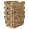 Casafield 4pk Water Hyacinth Seagrass Storage Baskets with Handles, Woven Wicker Rectangular Storage Bins for Shelves, Blankets, Laundry Organization - 2 of 4