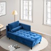 Velvet Chaise Lounge, Mid-Century Modern Design Chaise Sofa With Sturdy Metal Legs, Versatile Sleeper Sofa - 2 of 4