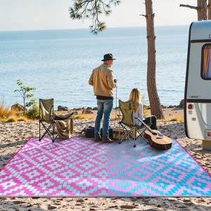 Lahome Ombre Outdoor Area Rug-Geometric Reversible Mat for Patio, Balcony, Deck, Backyard, or RV Camping - 1 of 4