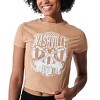 Nashville Guitars & Cityscape Women's Brown Crew Neck Short Sleeve Baby Tee - 2 of 2