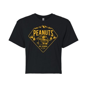 Women's - Peanuts - Ski School Cropped Graphic T-Shirt - 1 of 4