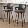 Bekrvio 26" Swivel Counter Height Bar Stools Set of 1/2/3/4,Faux Leather Upholstered Bar Chairs with Back & Arm for Kitchen Island,Black - 3 of 4