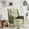 High-Back Mid-Century Chair with Wood Legs, Green - 3 of 4