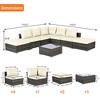8 Pieces Outdoor Patio Sectional Sofa Couch Wicker Furniture Conversation Sets with Washable Cushions and Glass Coffee Table - 2 of 4