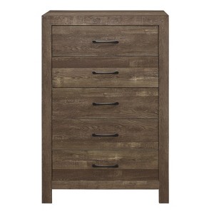 NicBex Simple Rustic 5 Drawer Chest of Drawers Rustic Black Metal Hardware for Bedroom - 1 of 4